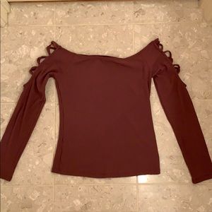 Charlotte Russe burgundy off shoulder long sleeve